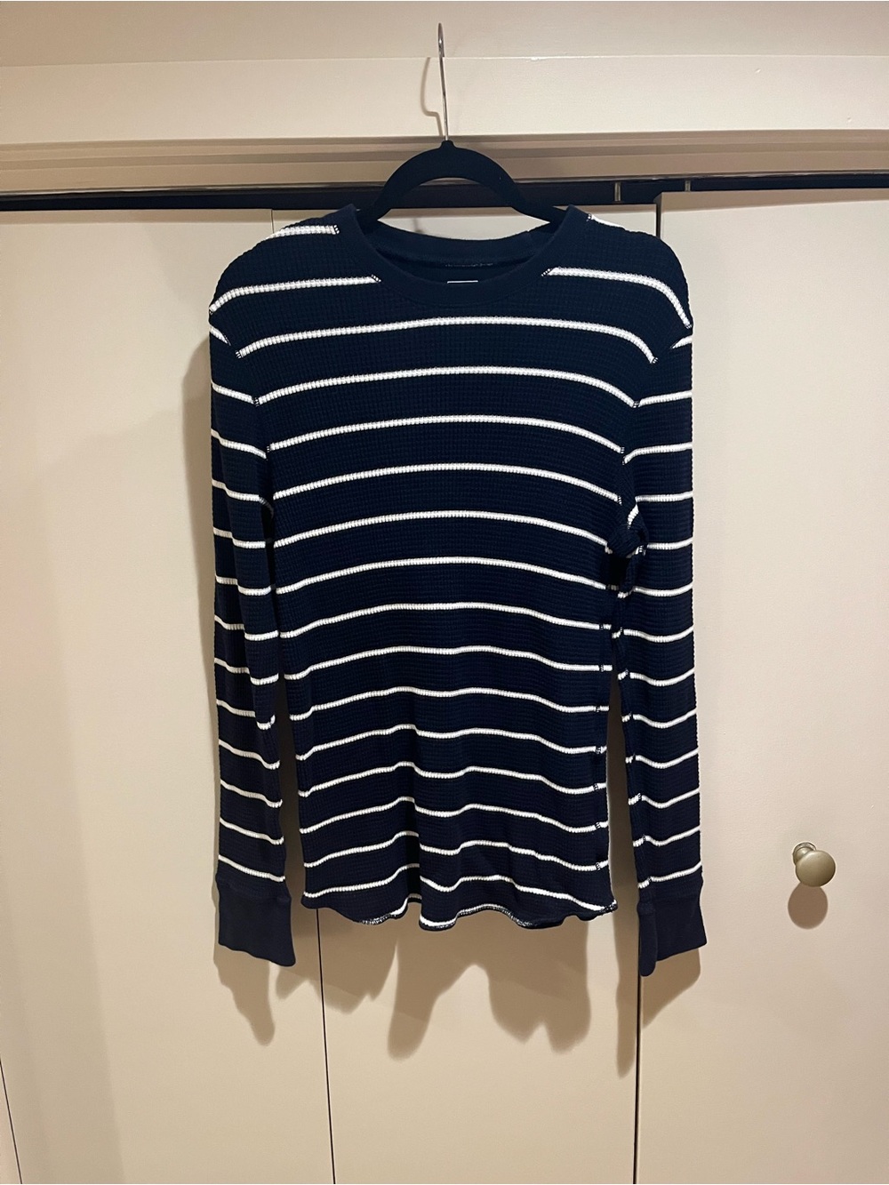 GAP Navy and White Striped Long Sleeve Crew Top